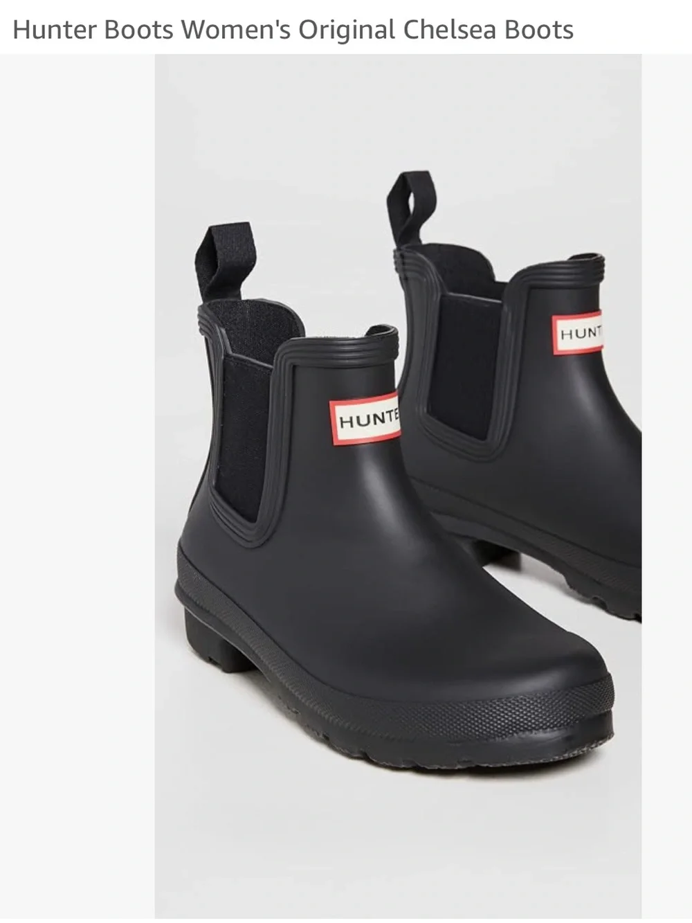 Hunter Women's Chelsea Short Rain Boot in Black with Red Logo